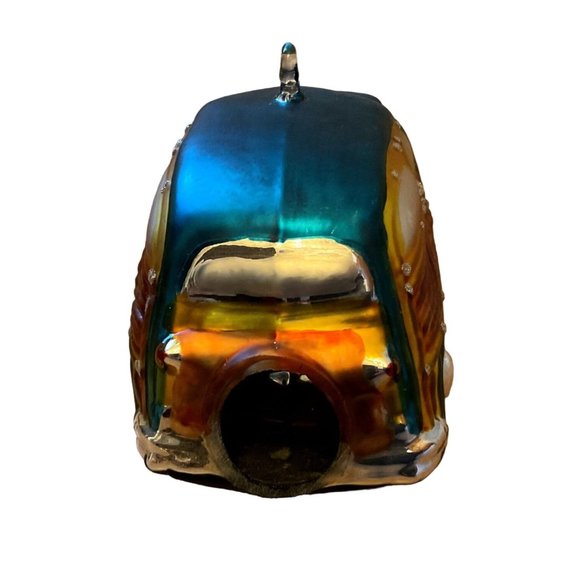 DEPT 56 MERCURY GLASS CHRISTMAS ORNAMENT WOODY STATION WAGON HANDPAINTED - Picture 5 of 6